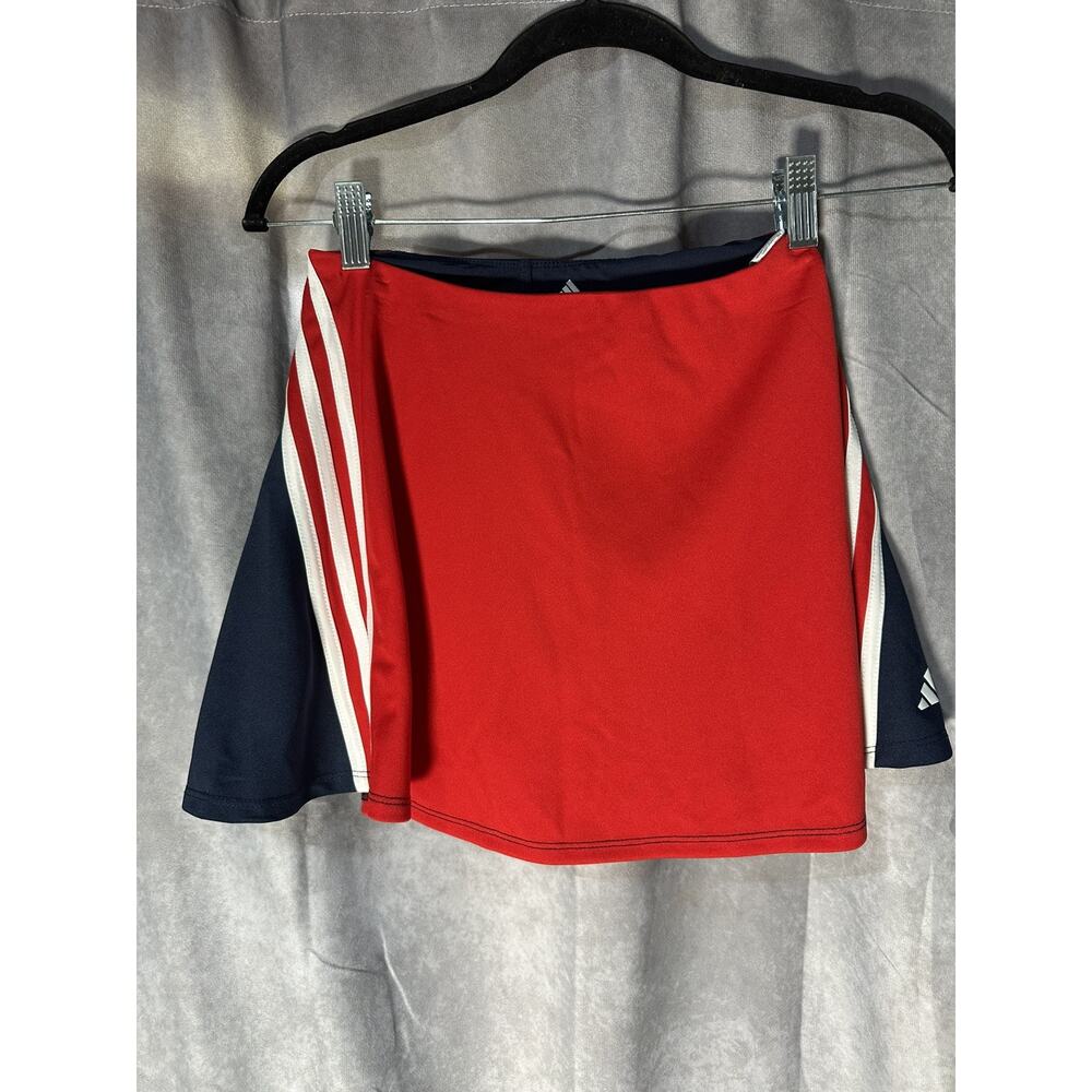 Adidas Girls Large L 14 Navy Blue Red White Tennis Skirt Skort Undershorts